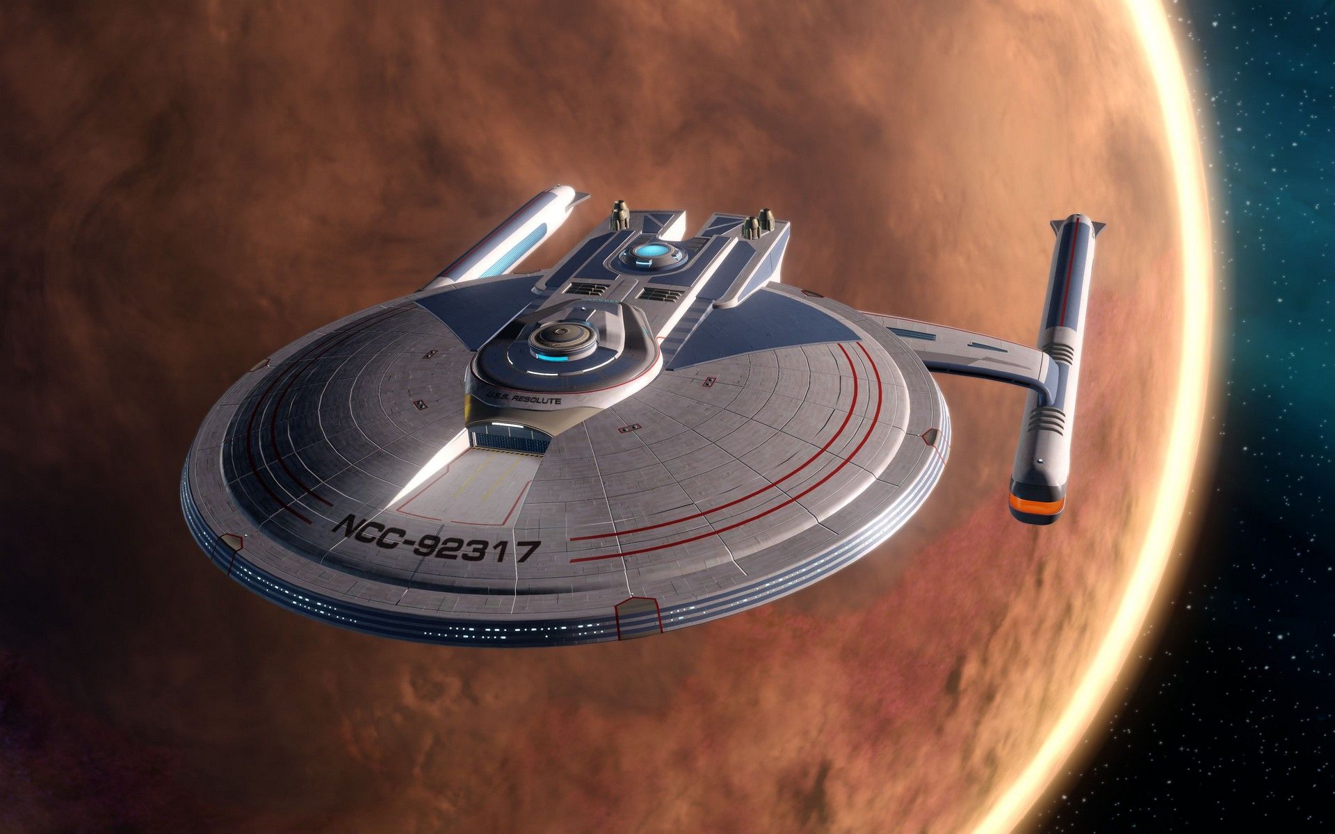 The USS Resolute. Screenshot taken from the Star Trek Online videogame