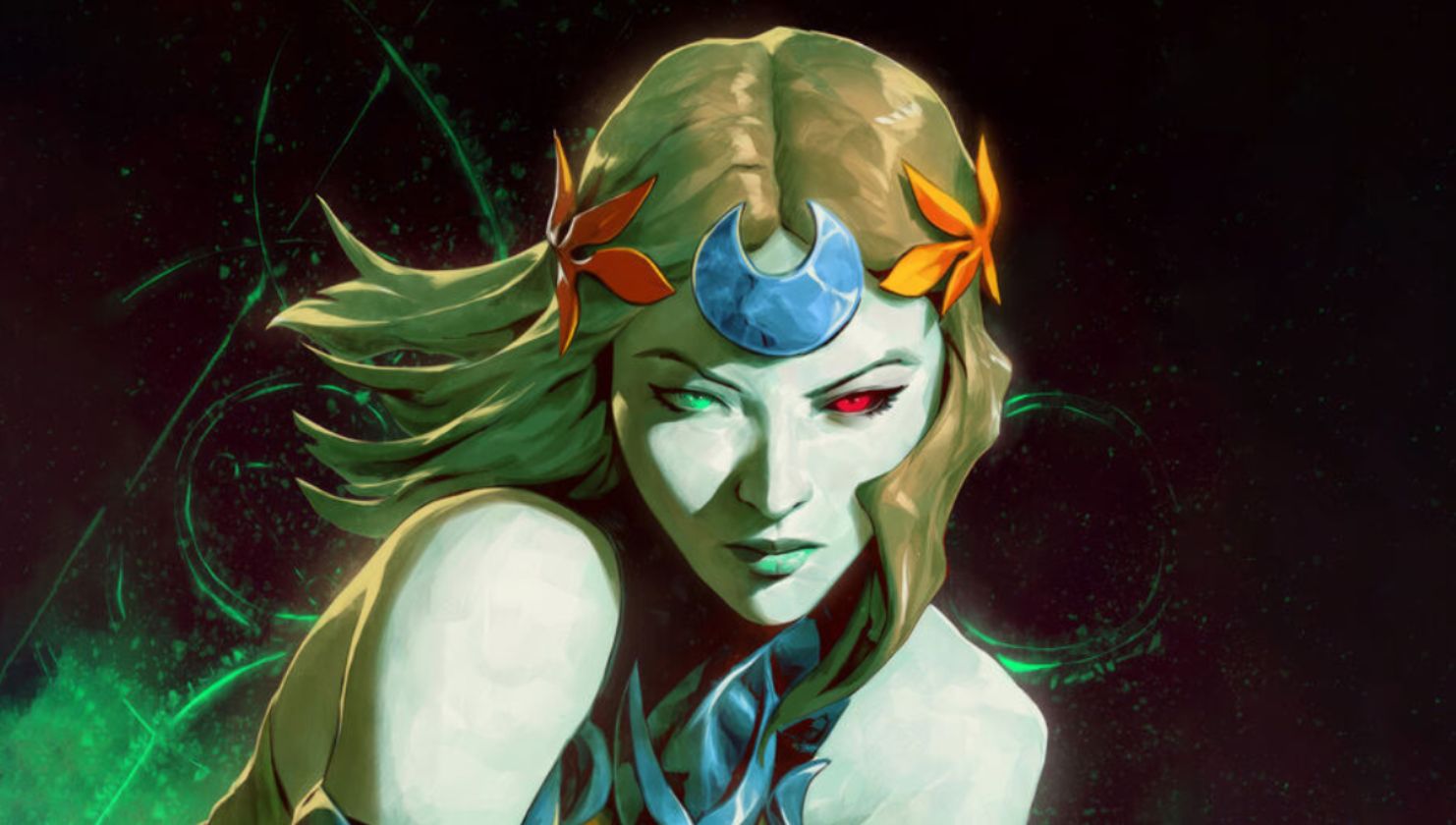 A painting of Melinoë, badass witch princess of the underworld.