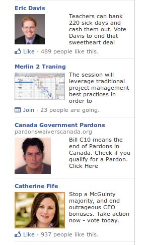 Ads on Facebook Yesterday